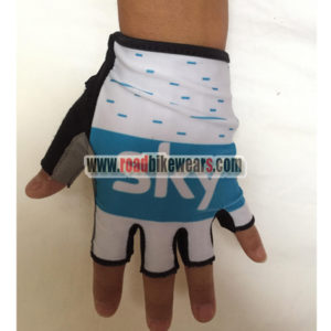 2018 Team SKY Cycling Gloves Mitts Half Fingers White Blue