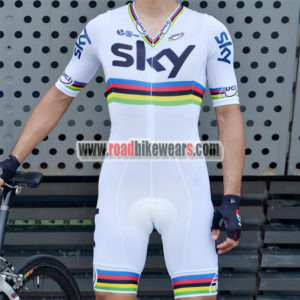 2012 Team SKY UCI World Champion Cycling Skin Suit White Rainbow