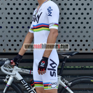 2012 Team SKY UCI World Champion Racing Skin Suit White Rainbow