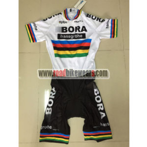 2017 Team BORA UCI World Champion Cycling Skin Suit White Rainbow