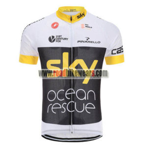2018 Team SKY Castelli Ocean rescue Cycling Jersey Riding Shirt White Black Yellow