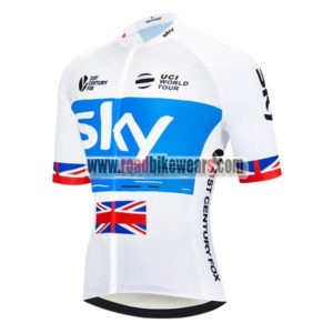 2018 Team SKY Castelli UK British Biking Jersey Riding Shirt White Blue