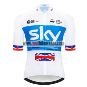 2018 Team SKY Castelli UK British Cycling Jersey Riding Shirt White Blue