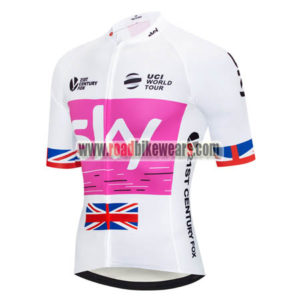 2018 Team SKY Castelli UK British Cycling Jersey Riding Shirt White Pink