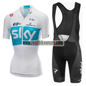 018 Team SKY Castelli Women Cycling Bib Kit White Blue