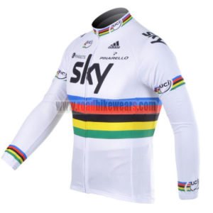 2012 Team SKY UCI Cycle Long Sleeve Jersey White Rainbow 2012 Team SKY UCI Cycle Long Sleeve Jersey White Rainbow
