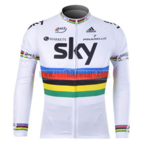 2012 Team SKY UCI Cycling Long Sleeve Jersey White Rainbow