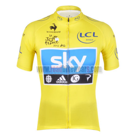 Dinámica Chip hombro 2012 Team SKY Tour de France Riding Wear Biking Jersey Top Shirt Maillot  Cycliste Yellow | Road Bike Wear Store