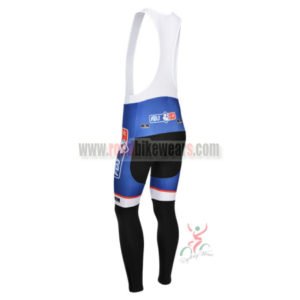 2013 Team FDJ Cycle Long Bib Pants Blue Black