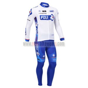 2013 Team FDJ Cycling Long Kit White Blue2013 Team FDJ Cycling Long Kit White Blue