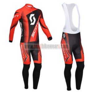 2013 Team SCOTT Cycling Long Bib Kit Red Black