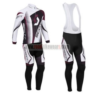2013 Team SCOTT Cycling Long Bib Kit White Black Purple