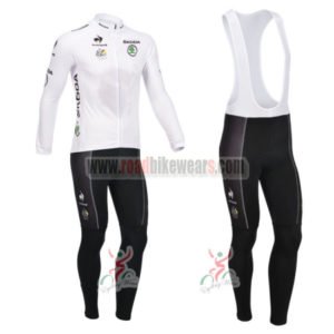 2013 Tour de France Pro Cycling Long Sleeve White Jersey Bibs Kit