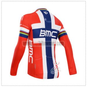 2014 Team BMC Pro Riding Long Jersey Red Blue Cross