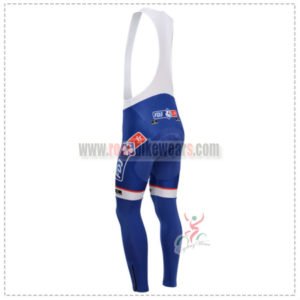 2014 Team FDJ Pro Riding Long Bib Pants Blue