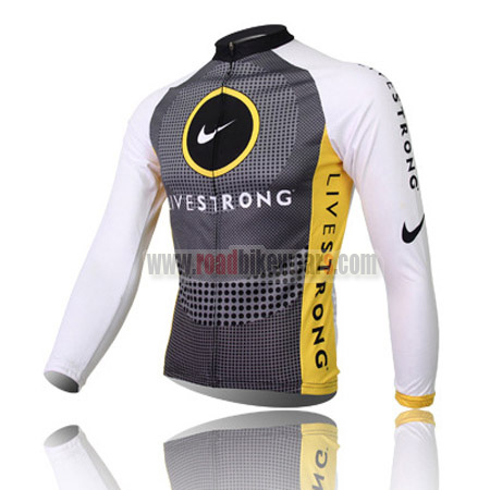 2010 Team LIVESTRONG Winter Cycle Outfit Thermal Biking Long Sleeves Jersey Ropa De Ciclismo Grey White | Road Bike Wear Store