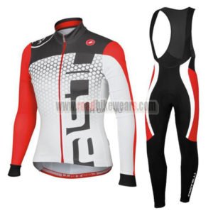 2014 Team Castelli Cycling Apparel Long Bib Kit Red White