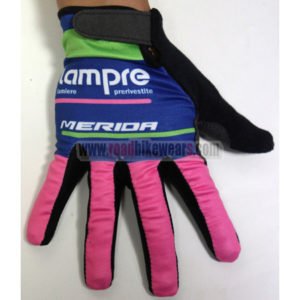 2015 Team Lampre MERIDA Cycling Long Gloves Full Fingers Blue Pink