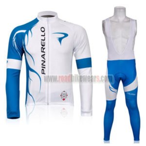 2011 Team PINARELLO Cycling Long Bib Kit White Blue