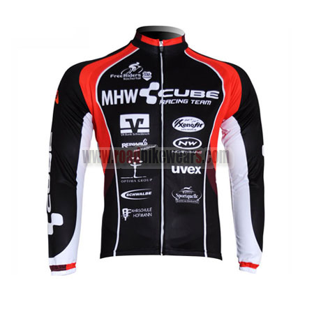 2012 Team CUBE Winter Cycle Outfit Fleece Biking Sleeves Jersey Ropa De Ciclismo Black Red | Road Bike Store