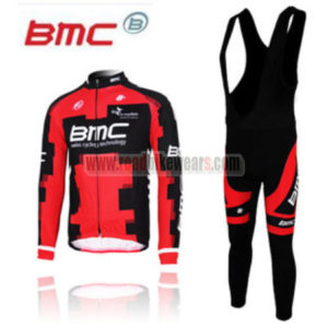 2012 Team BMC Cycling Long Bib Kit Red Black