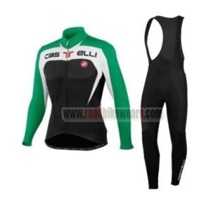 2015 Team Castelli Cycling Long Bib Kit Black Green