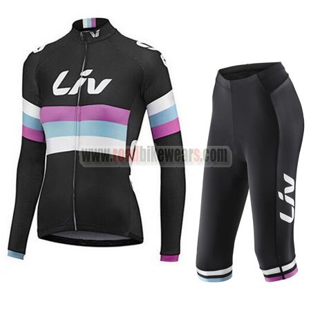 2015 Team Liv Women's Cycling Long Jersey + Capri Cropped Trousers Black 2015 Team Liv Women's Cycling Long Jersey + Capri Cropped Trousers Black