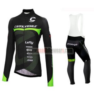 2016 Team Cannondale Cycling Long Bib Suit Black Green