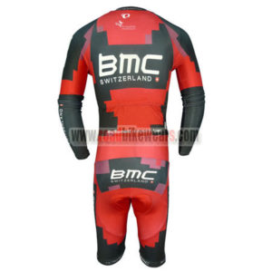 2014 Team BMC Long Sleeves Triathlon Cycling Outfit Skinsuit Red Black