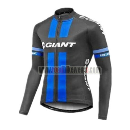 2017 Team GIANT Cycle Outfit Biking Long Sleeves Jersey De Ciclismo Black Blue | Road Bike Wear Store