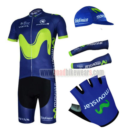 2017 Team Riding Apparel Set Cycle Jersey and Padded Bib Shorts+Cap+Gloves+Arm Blue | Road Bike Wear Store