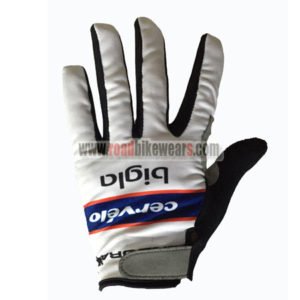 2017 Team Cervelo bigla Cycling Full Fingers Gloves White Blue