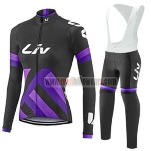 2017 Team Liv Womens Lady Cycling Long Bib Suit Black Purple