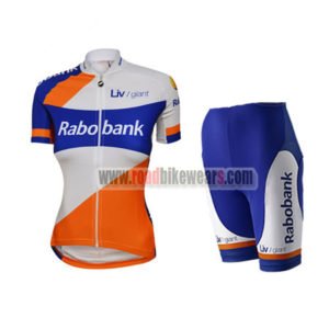 2015 Team Rabobank Womens Lady Riding Kit White Blue Orange