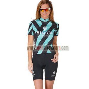 2017 Team BIANCHI Womens Lady Cycling Kit Black Blue