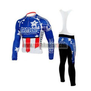 2010 Team BMC HINCAPIE Cycling Long Bib Suit Blue Red