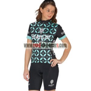 2017 Team BIANCHI Womens Biking Kit Black Blue Flower