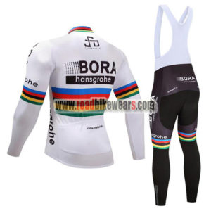 2017 Team BORA hansgrohe UCI Champion Riding Long Bib Suit White Rainbow