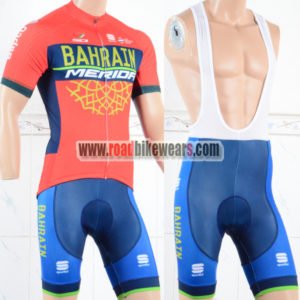 2018 Team BAHRAIN MERIDA Cycling Bib Kit Red Blue