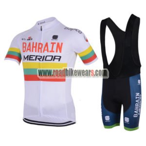 2018 Team BAHRAIN MERIDA Cycling Bib Kit White Rainbow