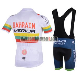 2018 Team BAHRAIN MERIDA Riding Bib Kit White Rainbow