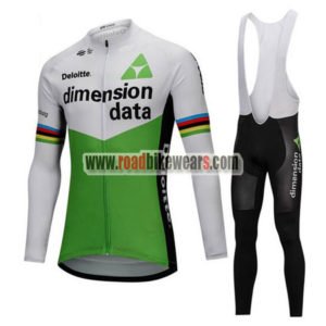 2018 Team Dimension data Cycling Long Bib Suit White Green