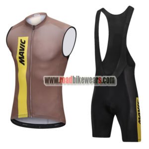 2018 Team MAVIC Cycling Sleeveless Bib Kit Brown