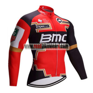 2017 Team BMC Cycle Long Jersey Red Black