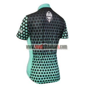 2018 Team BIANCHI Women's Lady Biking Jersey Shirt Black Blue Dot