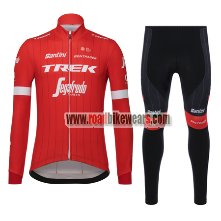 2018 Team TREK Segafredo Spring Winter Riding Outfit Biking Long Jersey and Pants Regular/Fleece Fabric Red | Road Bike Wear Store