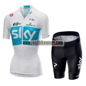 2018 Team SKY Castelli Women Cycling Kit White Blue